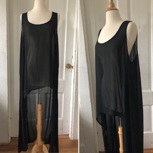 Sheer Tank Dress with Asymmetrical Hem